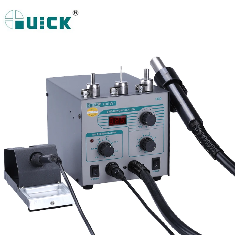 

QUICK 706W+ LEAD-Free ESD BGA Soldering Station Hot Air Heat Gun Soldering Iron Tools Desoldering Station SMD Rework Station