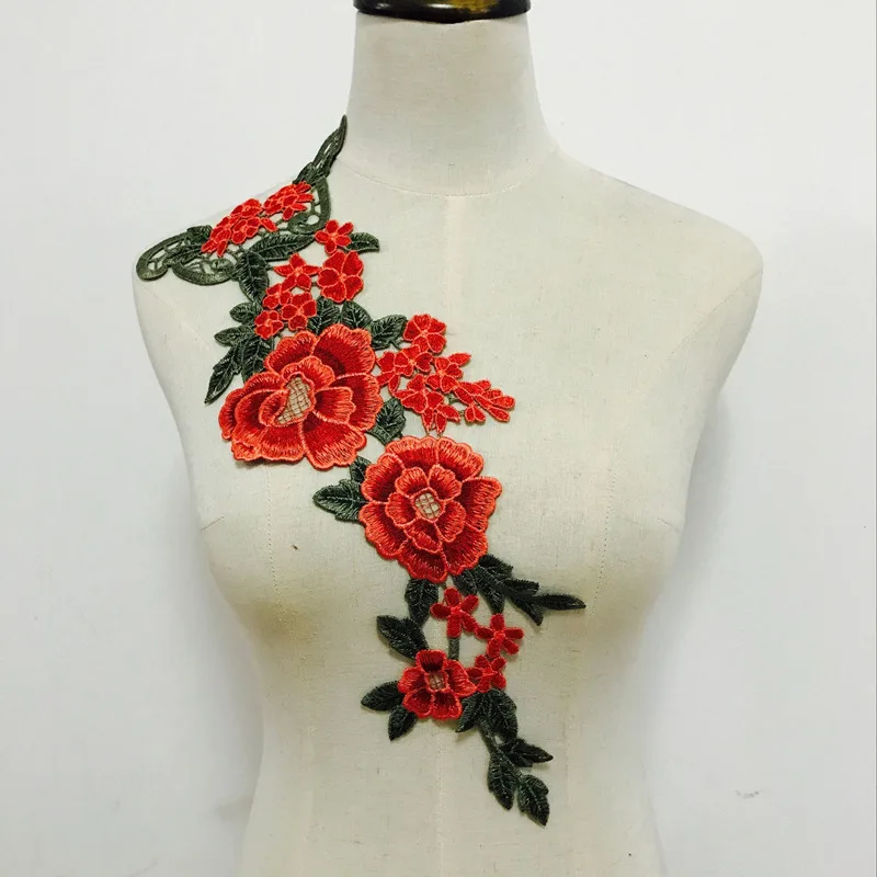 1 шт Большой розы Вышивка Нашивки Кружево Ткань мотивы Венеция аппликация