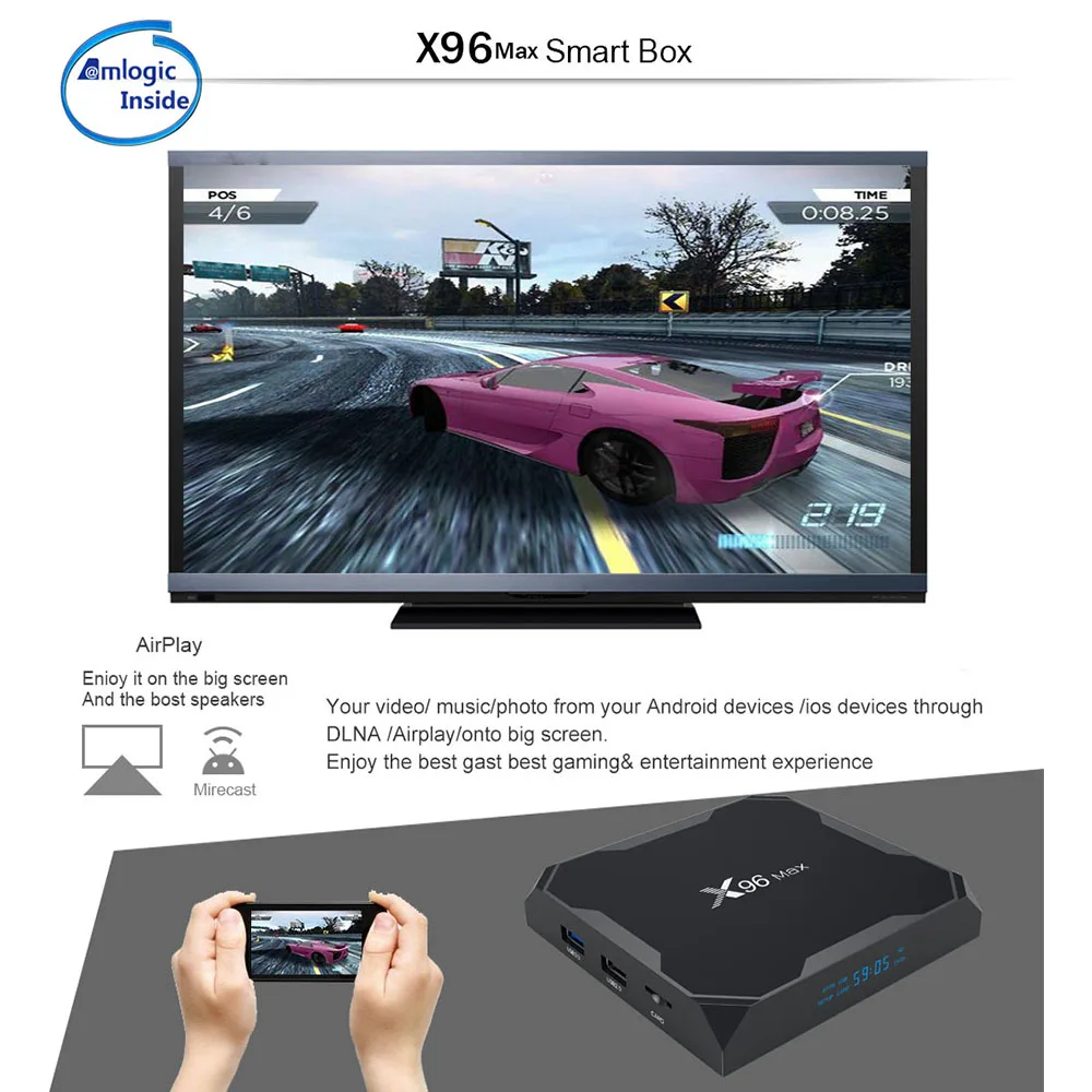 X96 Max Android tv Box Android 8,1 WiFi 2,4G 4 K Amlogic S905X2 4G 64G четырехъядерный ТВ-бокс пульт дистанционного управления смарт-приставки