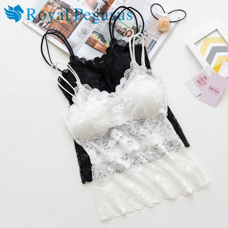 

2 bras 2017 new summer sexy lace shoulder vest suspenders slim shirt with bra