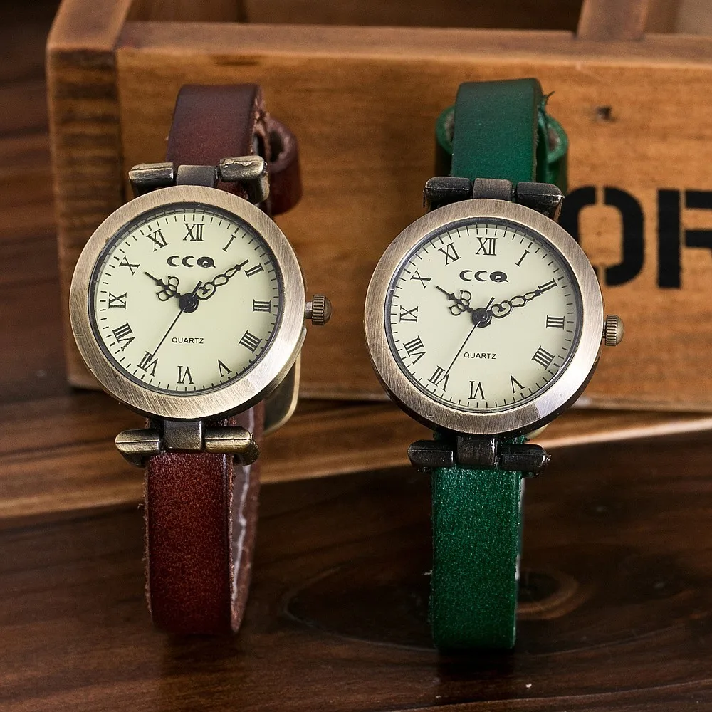CCQ брендовые модные римские винтажные часы-браслет из коровьей кожи повседневные женские наручные часы Роскошные Кварцевые часы Relogio Feminino