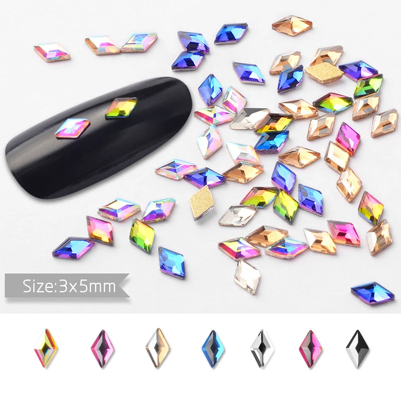 

10Pcs/Pack 3D Nail Rhinestones Glitter Flat Back Shaped Crystals AB Color Stones Nail Decorations for Nail Art Design