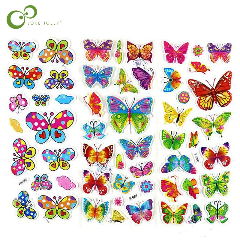 

5Sheets Animal Stickers Butterfly 3d Sticker For Scrapbooking DIY Cartoon Children Stickers Toys PVC Diary Sticker YYY GYH