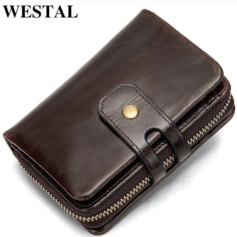 

WESTAL Multifunction Men's Wallets Male Genuine Leather Wallets Hasp Short Wallet Purse Coin Purse Men Unisex Money Bags 8565