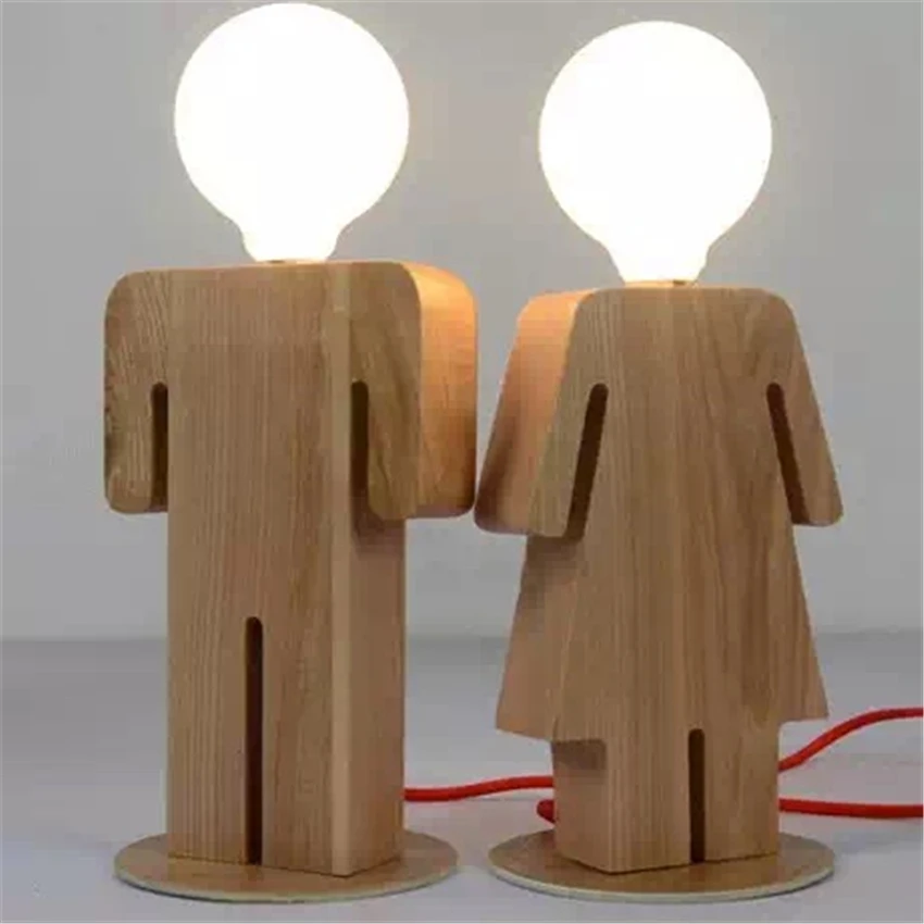 

LFH Modern Design Boy and Girl Table Lamp Art Decoration Wood Desk Light Bedside Lamp for living room bedroom home decoration