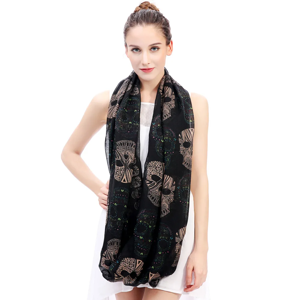 Женский шарф с принтом в виде черепа|scarf accessories|printed scarfscarf infinity |