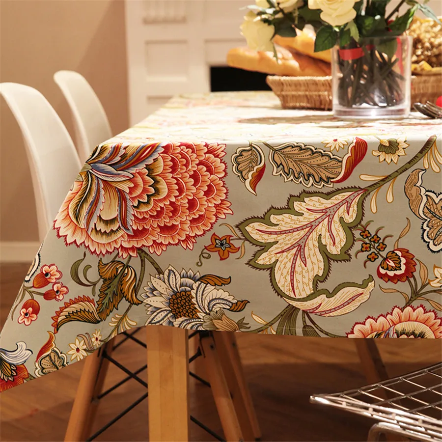 pastoral style woven floral print tablecloth home decor dining table