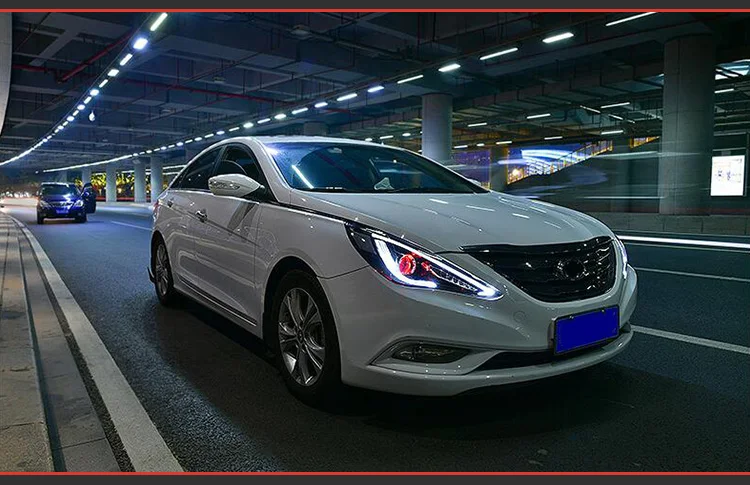 АКД Автомобильная фара для hyundai Sonata8 Sonata 8 2011-2014 фары светодиодные ходовые огни Биксеноновые Противотуманные фары ангельские глазки авто