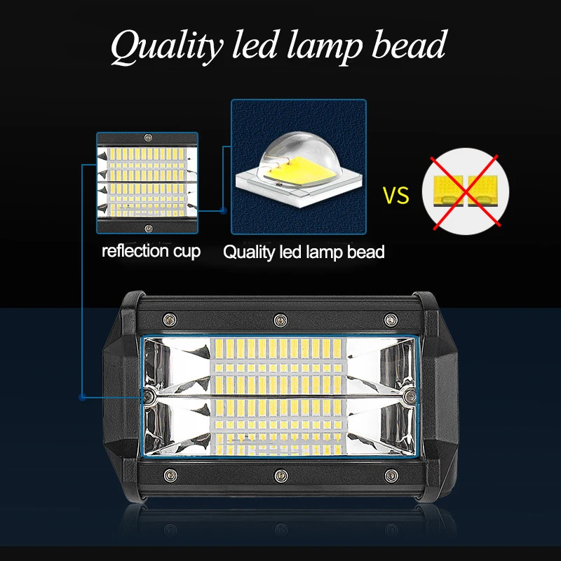Автомобильный Рабочий СВЕТОДИОДНЫЙ светильник, вспомогательная лампа, автомобильный рабочий светильник для вождения 12 в 72 Вт, Точечный светильник s, мотоциклетный головной светильник 6000 K, Автомобильный светодиодный светильник