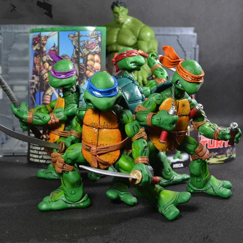 

The sewer Turtle anime action figure Michelangelo Donatello Leonardo Hands and feet can move handmade Toys for children