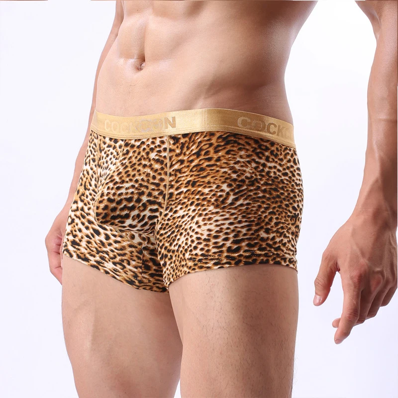 Быстрая мужское леопардовое нижнее белье с краями золотого цвета, мужские u-образные выпуклые трусы-боксеры