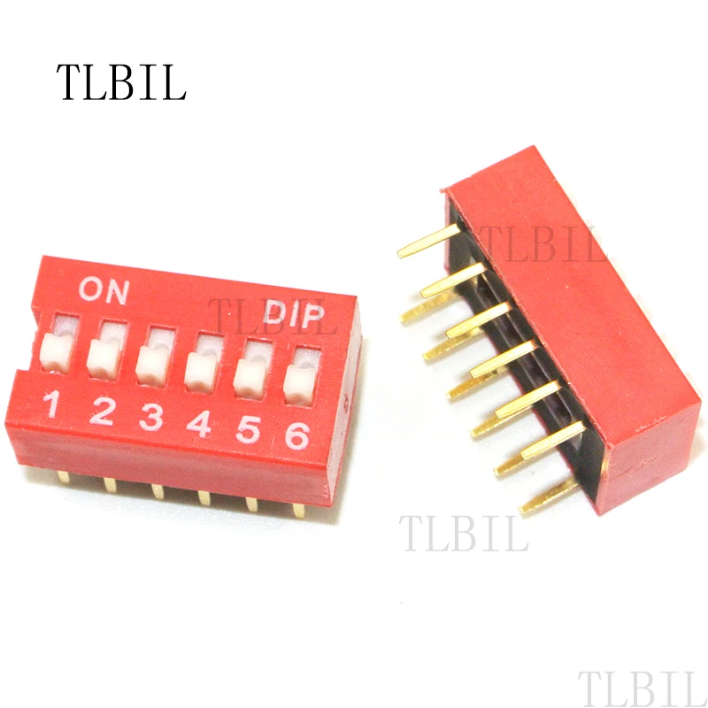 10 шт. слайд Тип модуль коммутатора 1 2 3 4 5 6 7 8 9 10 12 бит 2,54 мм положение способ DIP красный шаг тумблер красный Snap - Цвет: 6 Bit