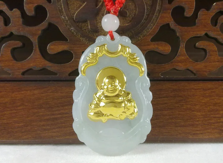 Лидер продаж унисекс Золотой Нефритовый Кулон Будда скидка высокое качество удача ожерелье для женщин и мужчин