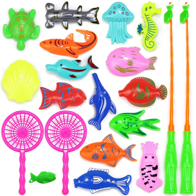 18-52pcs Kids Magnetic Fishing Toys Set with Inflatable Pool Net Magnet Fishing Rod Funny Classic Toys for Children Gift 3