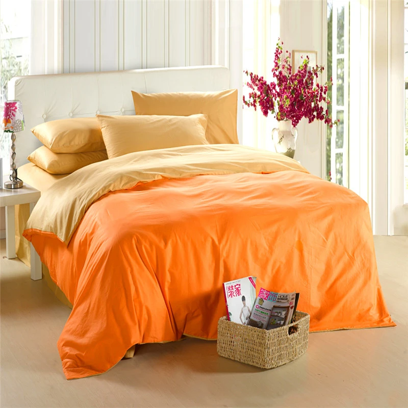 Yellow Orange Bedding Set King Size Queen Quilt Doona Duvet Cover Double Bed Sheets Linen Bedsheet Bedspreads Solid 100 Cotton Bedding Set King Orange Bedding Setking Size Aliexpress