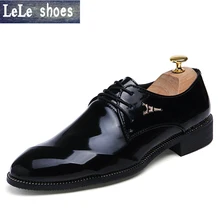 2016 New Arrival Oxford Shoes Mens Dress Shoes Pointed Toe Patent Leather Business Casual Shoes Wedding Shoes Classic Gentleman