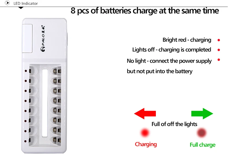 PALO, новинка, 8 комплектов, быстрое зарядное устройство, 2 USB разъема, высокое качество, зарядное устройство для NI-CD, Ni-MH, AA, AAA, аккумуляторные батареи