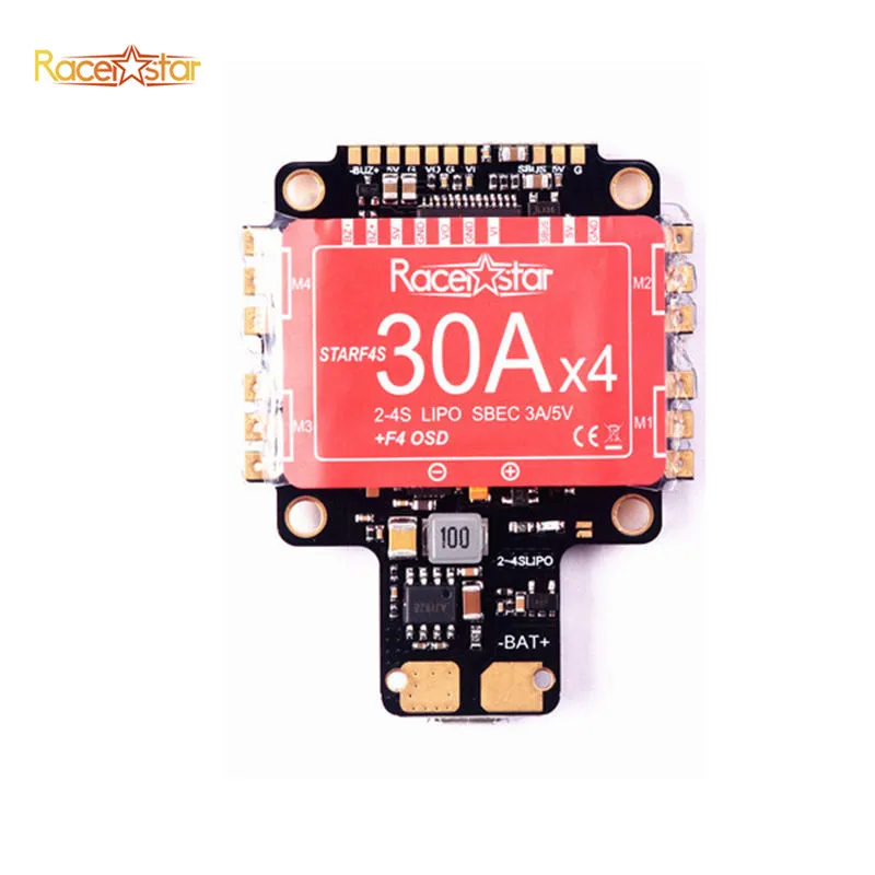 

Racerstar StarF4S 30A Blheli_S Dshot 4 in 1 ESC AIO F4 OSD Flight Controller w/ BEC Current Sensor