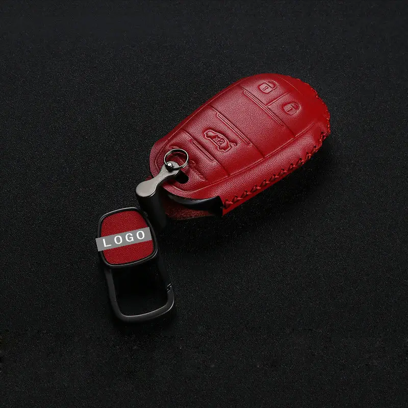 

2017-2018 Fetal Leather Smart Key Fob Case For Car Red For Alfa Romeo Giulia Stelvio New Universal Cover