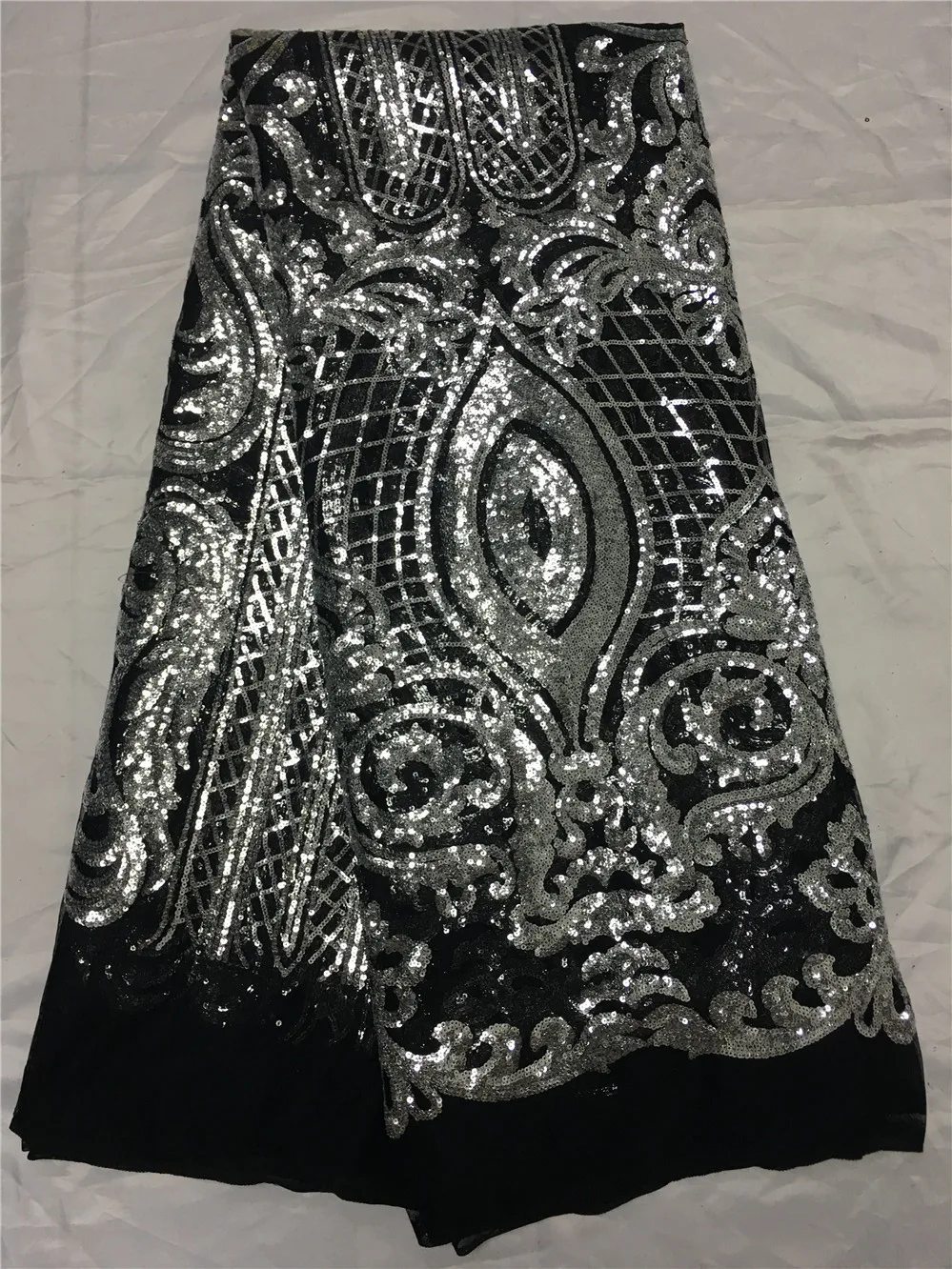 Супер качество с блестками свадебные серебряные блестки кружевная ткань вышитые нигерийские кружева ткань