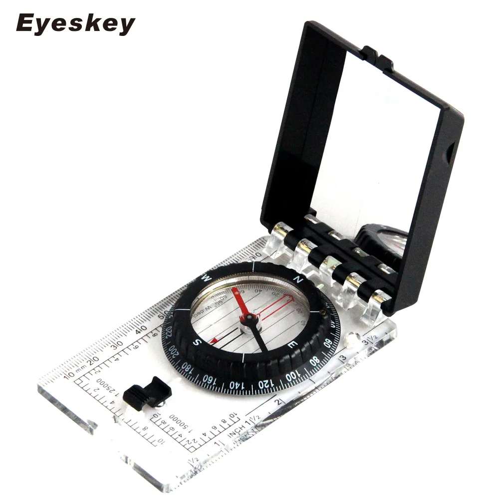 Multifunctional Compass with Ruler Compact Handheld Outdoor Camping Equipment Lanyard Mirror for and Hiking | Спорт и развлечения