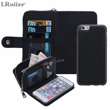 

LRuiize Lady Luxury Leather phone cases For Apple iphone X 8 7 Plus with Zipper Wallet Card Multifunction phone back covers Hot