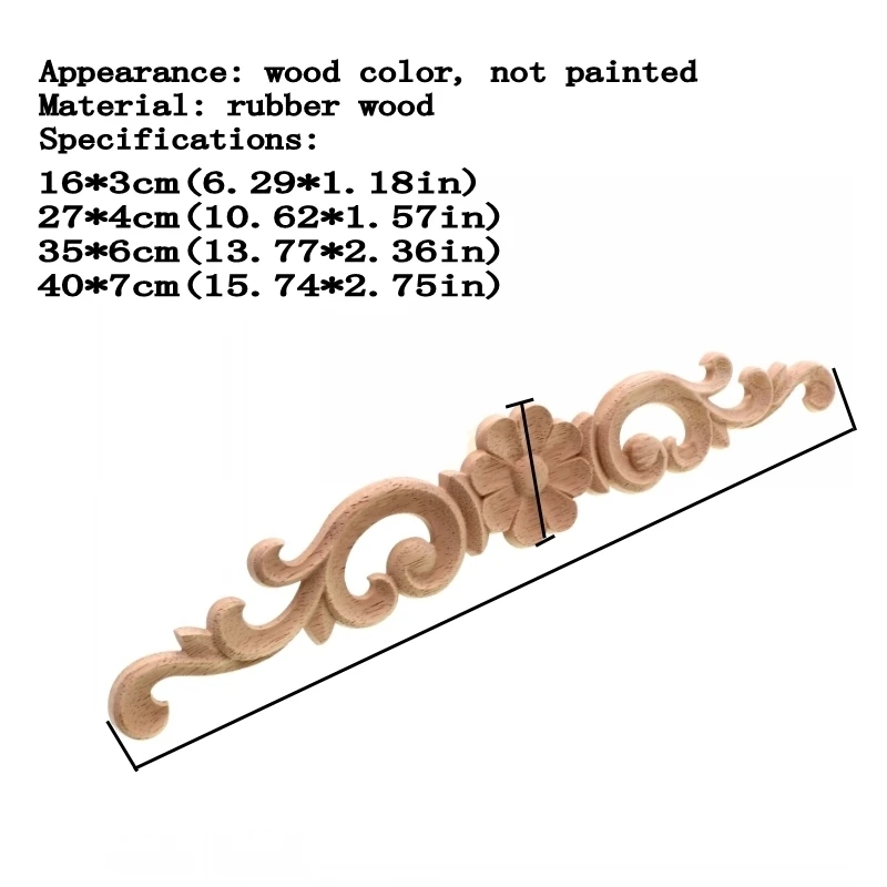 European-style Home Decorates Dongyang Wood Carving White Embryo Long Applique Door Bed Decorative Flower Piece Kawaii ornament crafts patch emblems wooden figurine crafts glass fruit pendants