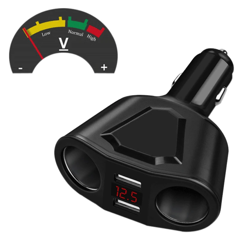 

120W 3.1A Dual USB Car Cigarette Lighter adapter Sockets Car USB Converter Voltage Display high Power Auto Lighter Splitter