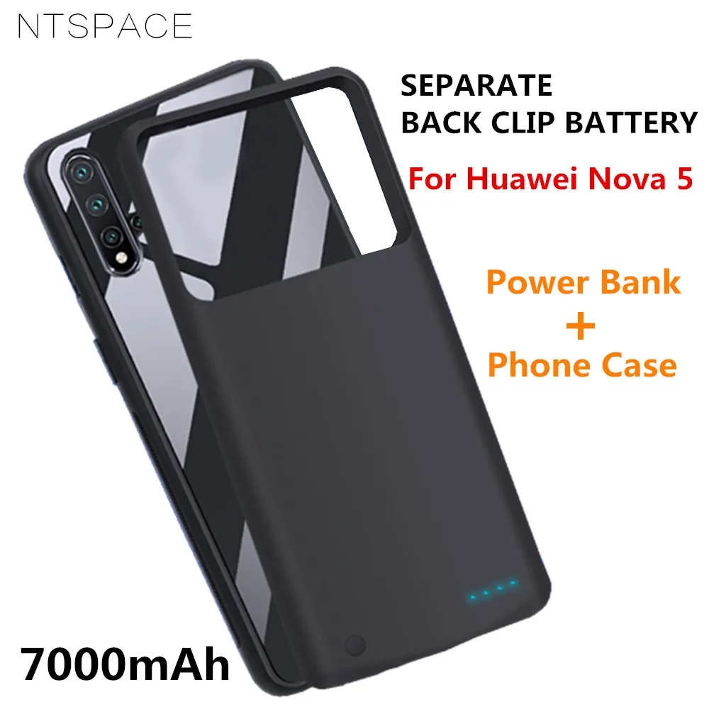 

NTSPACE 7000mAh Power Bank Charging Cover Cases For Huawei Nova 5 Power Case External Battery Power Charger Cases Poverbank