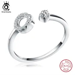 ORSA JEWELS стерлингового серебра 925 кольца 13 шт. кубическая циркониевая подвеска Zero открытым манжеты кольцо с изменяющимся размером Ангел для