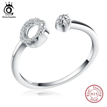 

ORSA JEWELS Sterling Silver 925 Rings 13 Pieces Cubic Zirconia Paved Zero Open Cuff Resizable Ring Angel for Women Jewelry OSR06