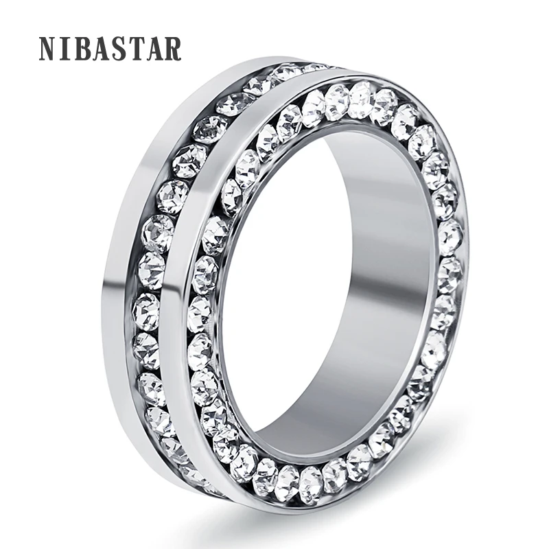 Best Selling Stainless Steel Engagement Ring Fashion Jewelry Women And Men Crystal Wedding Rings