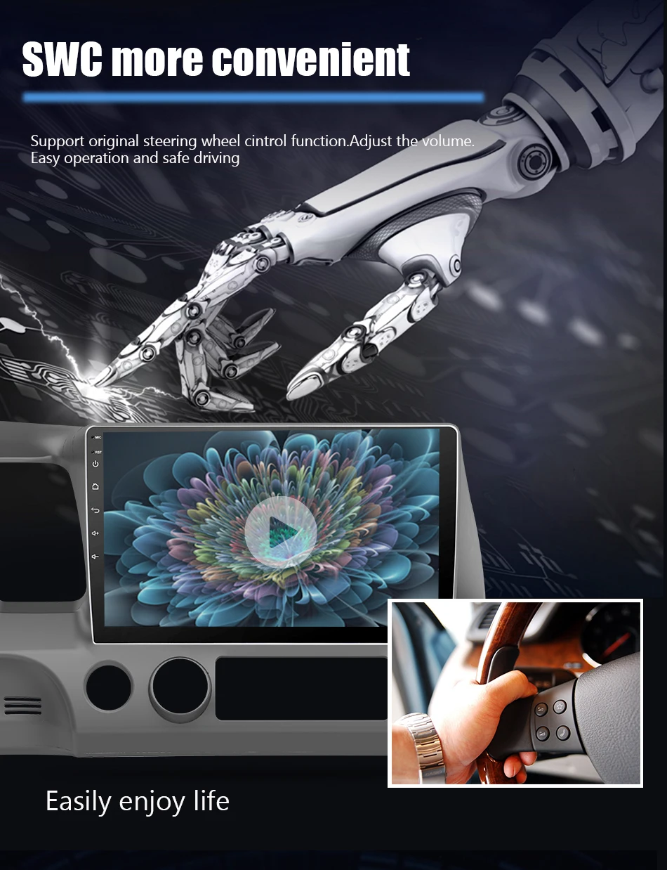 Sale Eunavi 2G android 8.1 car dvd gps player for honda civic 2006-2011 car radio video player gps navigation car stereo 2 din dvd 13