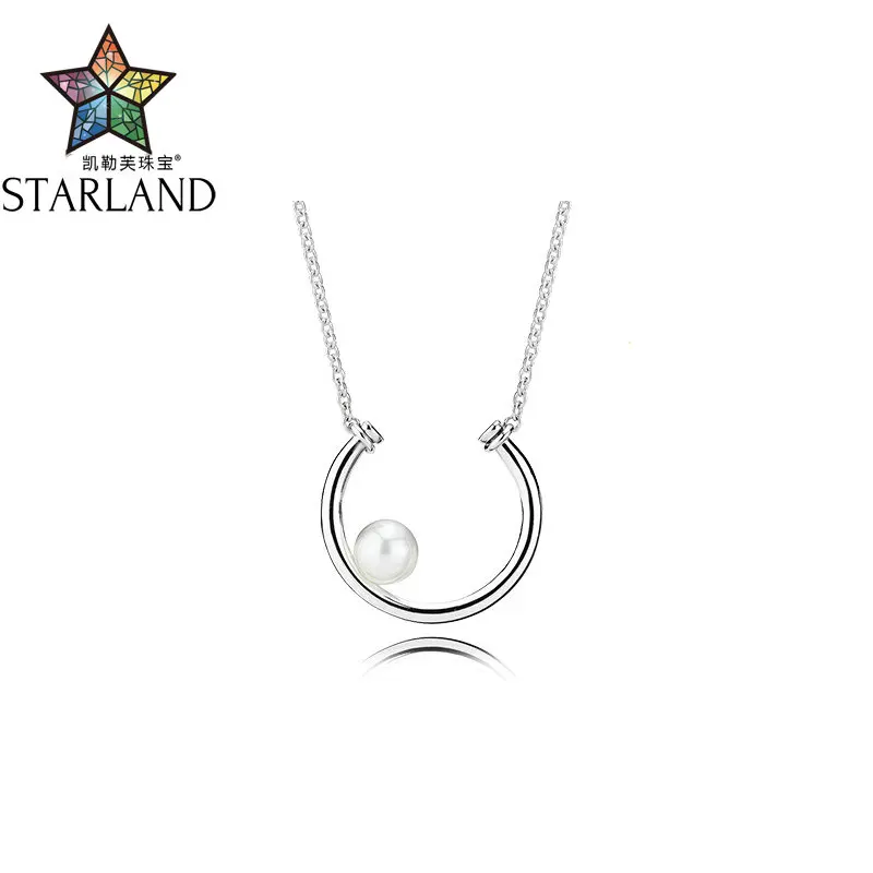 

XINHUI Fine Detail 100% 925 Sterling Silver Europe hot sell Modern Fashion open Pearl 70cm Necklace For Lady Jewelry