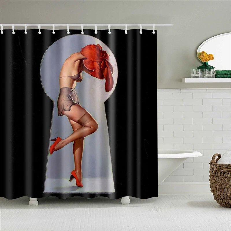 Сексуальная мультяшная Мэрилин Монро Mildewproof занавески для душа, набор штор для ванной комнаты с крюком, аксессуары для украшения дома, cortina ducha - Цвет: C1152