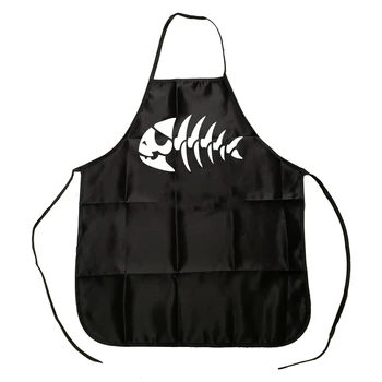 

Skeleton Bone Jolly Pirate Fish Apron BBQ Cleaning Cooking Apron Baking Kitchen Accessories Funny Gift