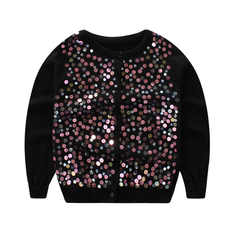 

Kids Knitted Sweater Tops Long Sleeves Cardigan Sweater for Girls Clothes Sequin Highlights Baby Spring and Autumn New