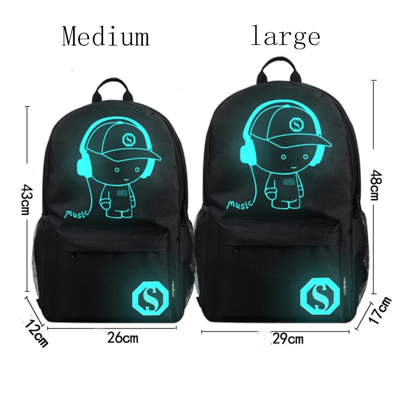Сумка для компьютера, Студенческая сумка средней школы, мужская светящаяся уличная сумка-рюкзак плюс ручка и Противоугонная блокировка паролем