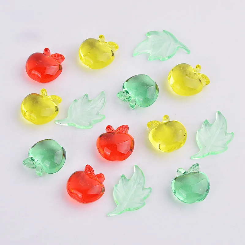 

3D apple Shapes Beads Maple leaf Acrylic crystal Rhinestones Colorful Jewelry Accessories For vase aquarium decoration