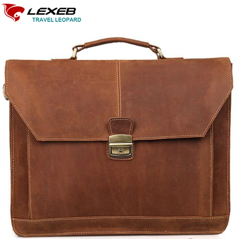 LEXEB Office Bag For Lawyer, Real Leather Executive Briefcases For Men