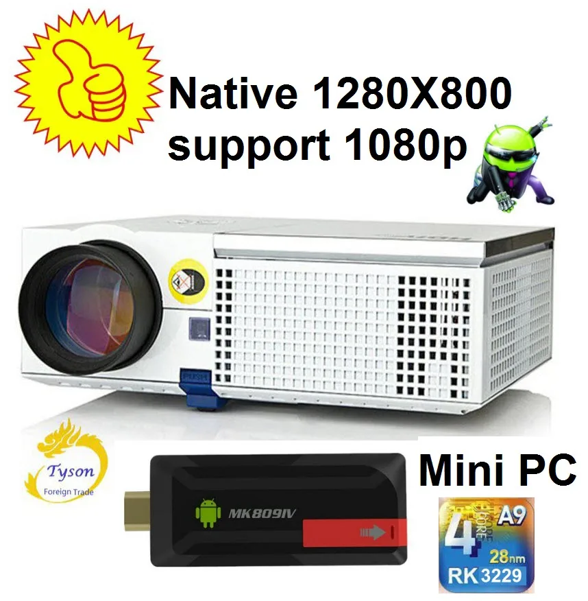 

Newest Upgrade 3D HD Projector Native 1280*800 WIFI Mini PC Android TV With HDMI support 1920x1080 3D home theater projector