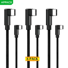 APPACS 6 штук в упаковке USB кабель типа C 2.4A Быстрая зарядка USB-C type C кабель для передачи данных для samsung S8 huawei P10 Xiaomi Mi5/6 Oneplus Z1