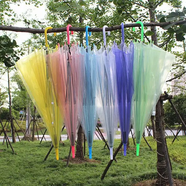 Clear Transparent Umbrella Pvc Umbrellas Through Fashion Star Long