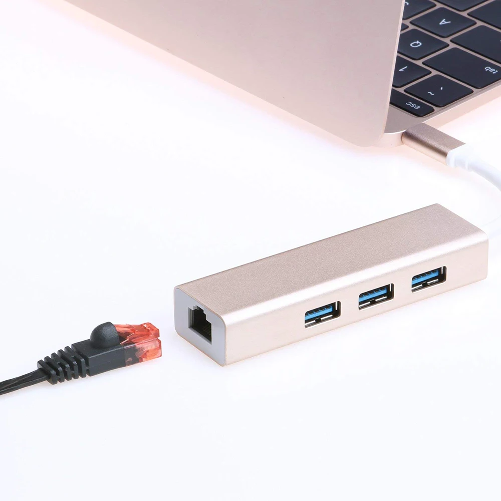 Sago USB C концентратор type для RJ45 Gigabit Ethernet Lan адаптер с 3 портами 0 конвертировать Apple