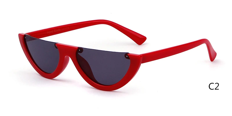 В форме полумесяца тонкий солнечные очки солнцезащитные очки Для женщин Брендовая дизайнерская обувь в ретро-стиле Винтаж розовые линзы в золотистой оправе кошачий солнцезащитные очки формы "кошачий глаз" солнцезащитные девушки оттенки 463B - Цвет линз: C2 red gray