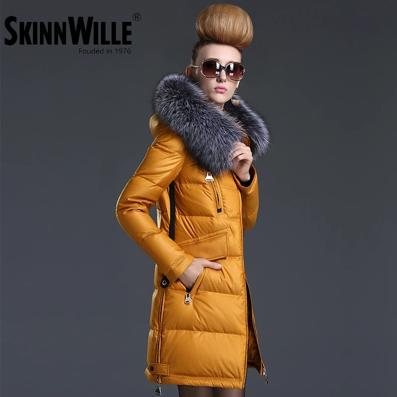 Fashion new arrival 2018 with a hood down coat female thickening wool collar medium-long women's