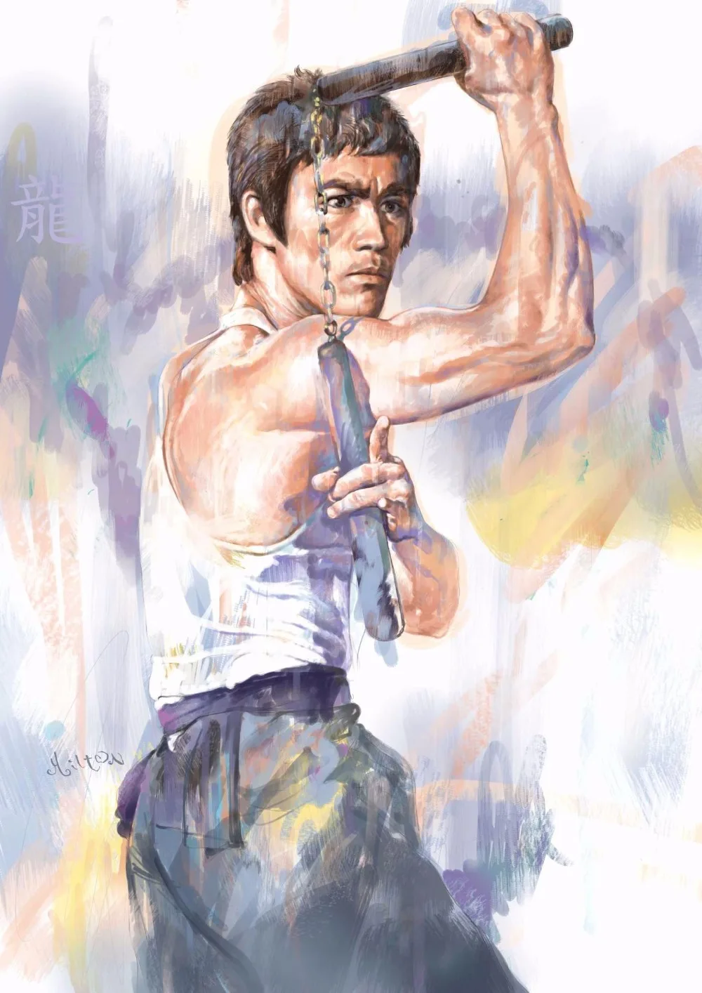 

Movie star Bruce Lee art silk or canvas poster print home wall decoration painting 12x18 24x36 inch living room wall painting