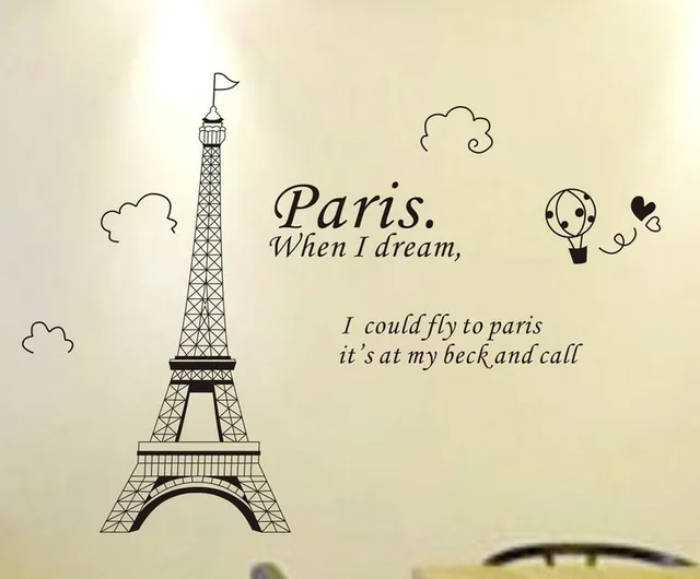 fashion paris eiffel tower removable vinyl art quotes wall sticker diy decoration decals drawing room decor