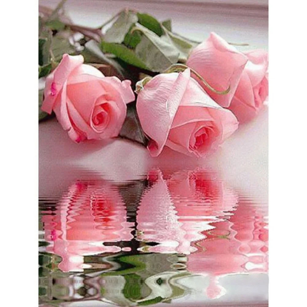 

DIY Pink Roses Diamond Painting Flower Picture Wall Art Home Decoration