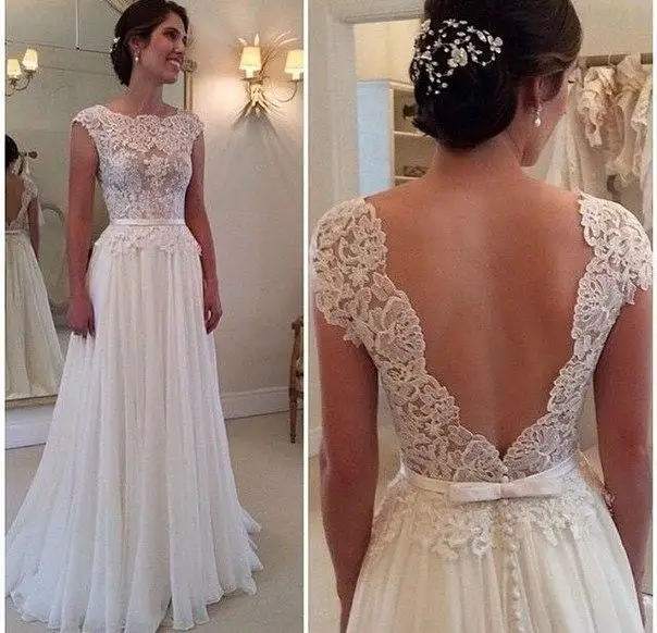 

New Design wedding dressesCustom Made vestidos de noiva Sexy Bridal Gown Cap Sleeve Lace wedding dress 2015